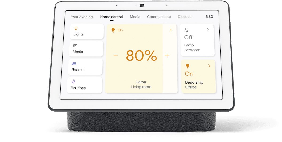 Google Nest Hub controlling smart home devices