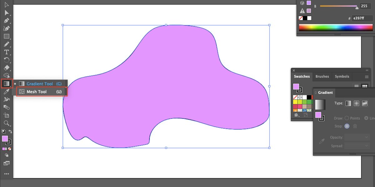 Illustrator's Gradient mesh tool.