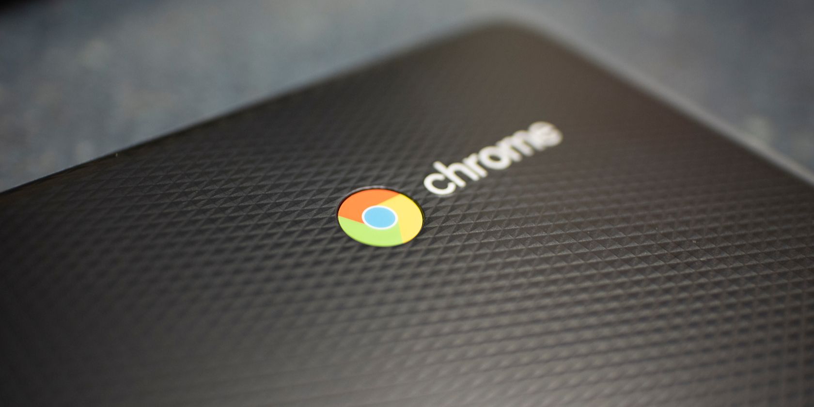 Chrome logo on a Chromebook laptop