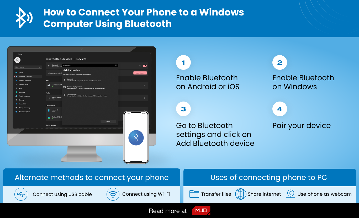 MUO How to Connect Your Phone to a Computer Using Bluetooth
