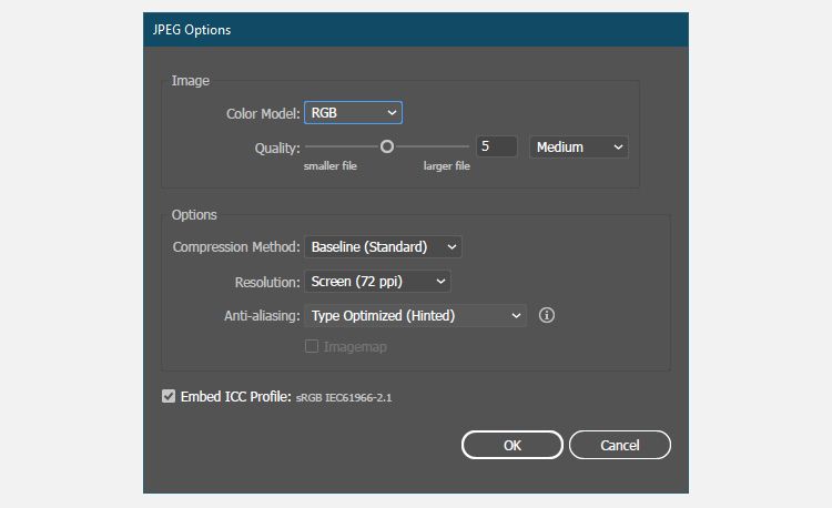 JPEG Export Options In Illustrator