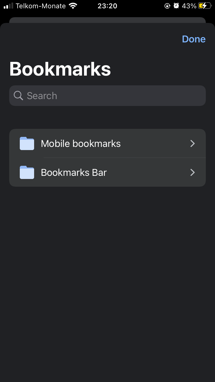 Bookmark options in Chrome