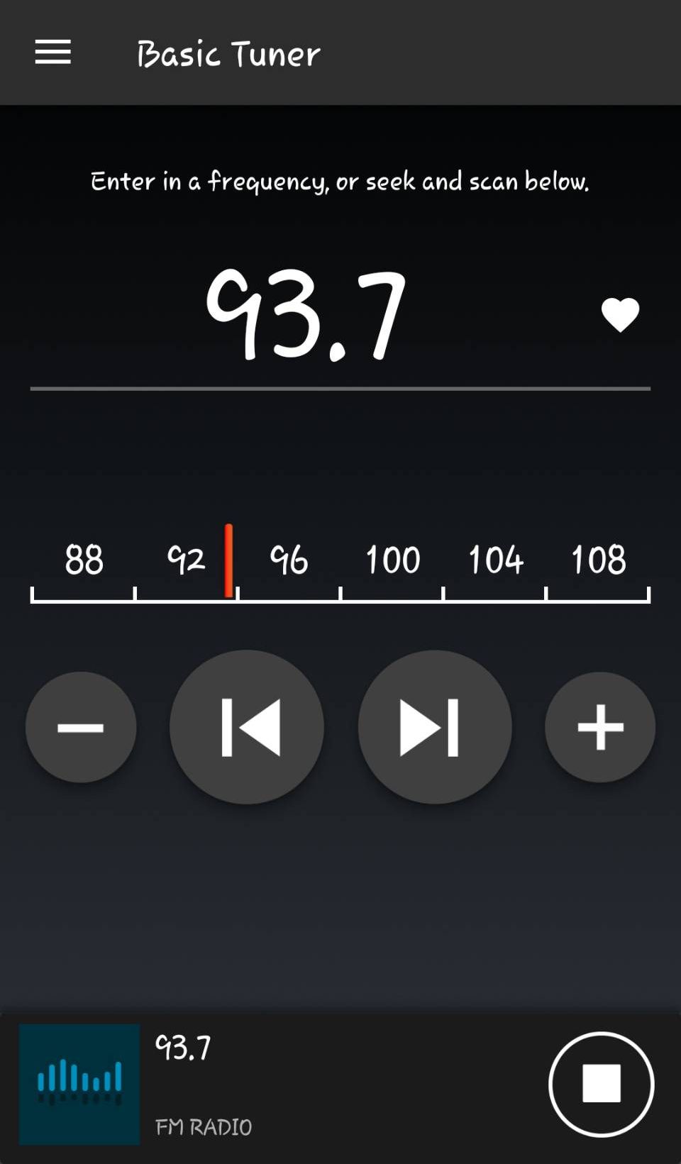 NextRadio app basic tuner