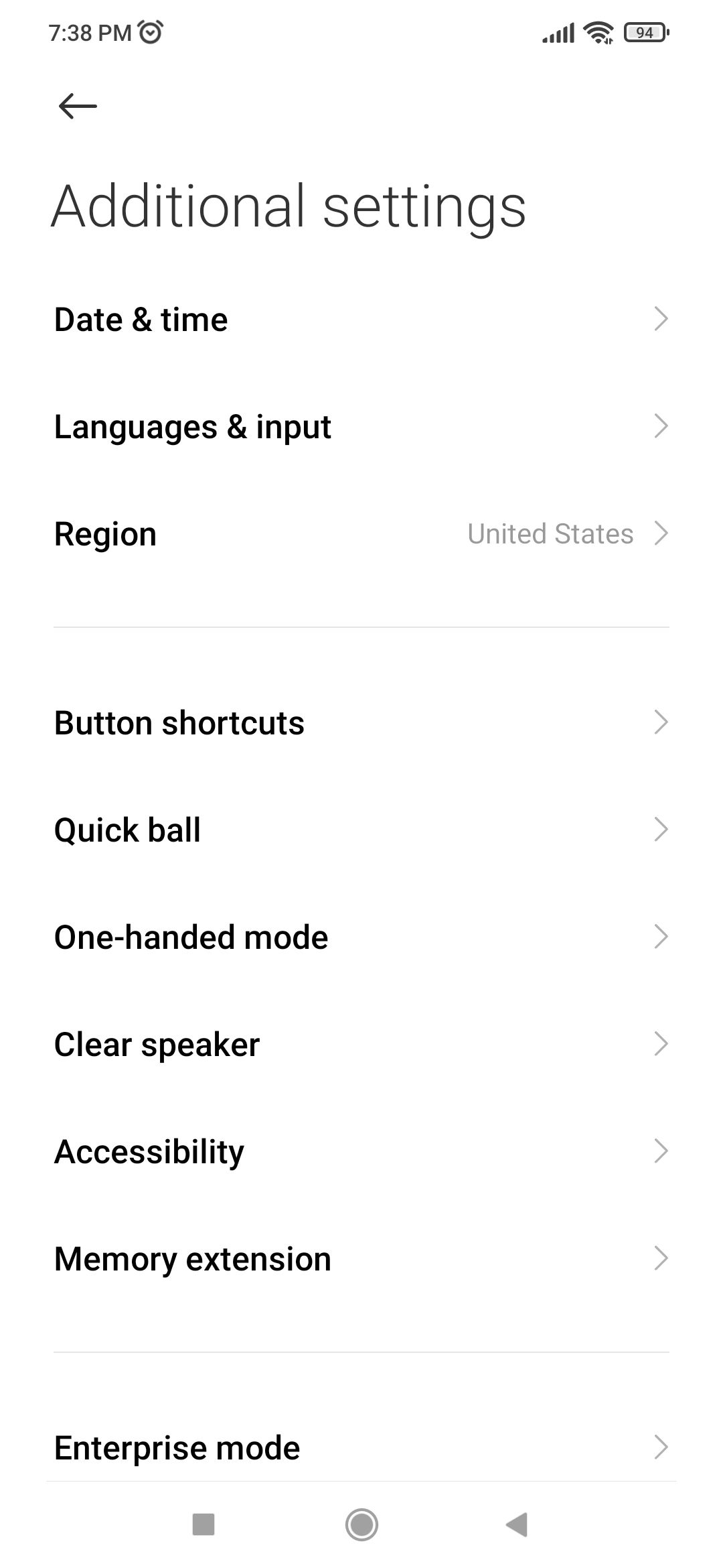 One-Handed Mode in the Settings Menu