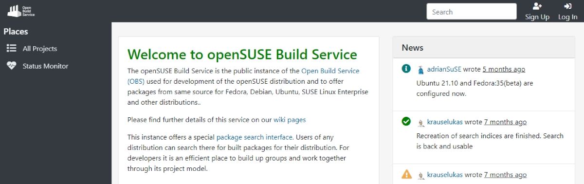 Open Build Service for Linux packages