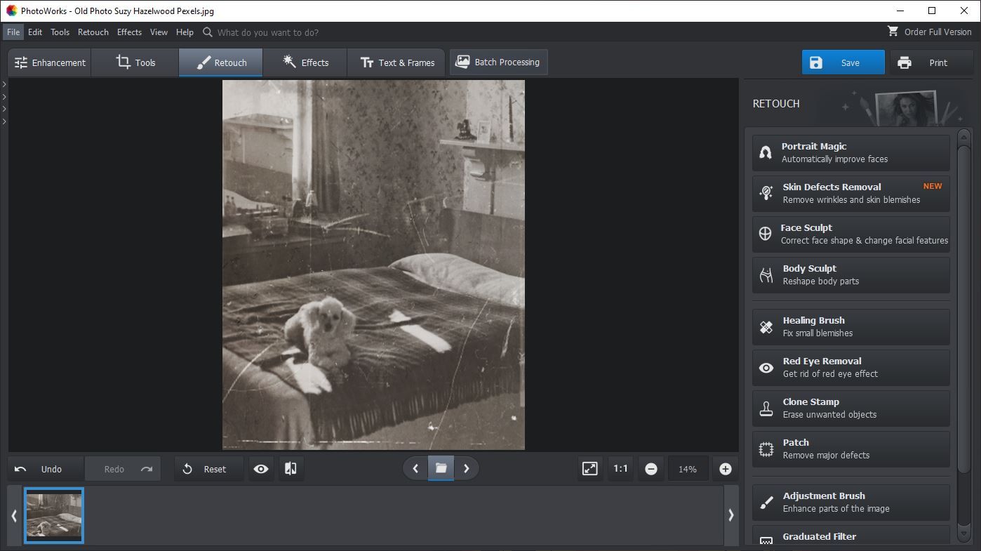 A Screenshot of PhotoWorks in Use