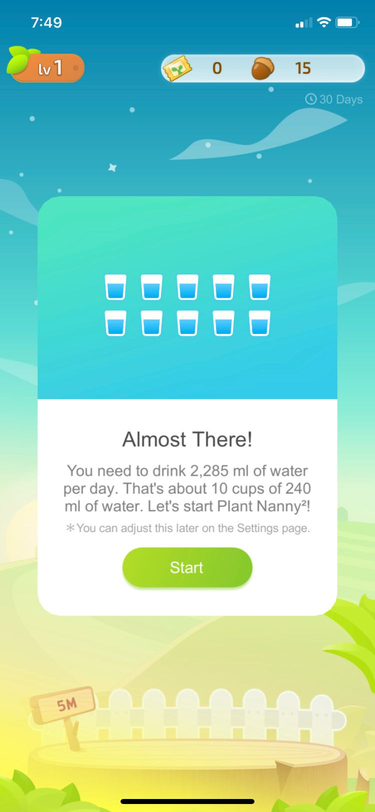 Plant Nanny app water goal