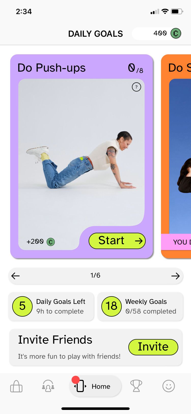 PlayFitt app pushups screen