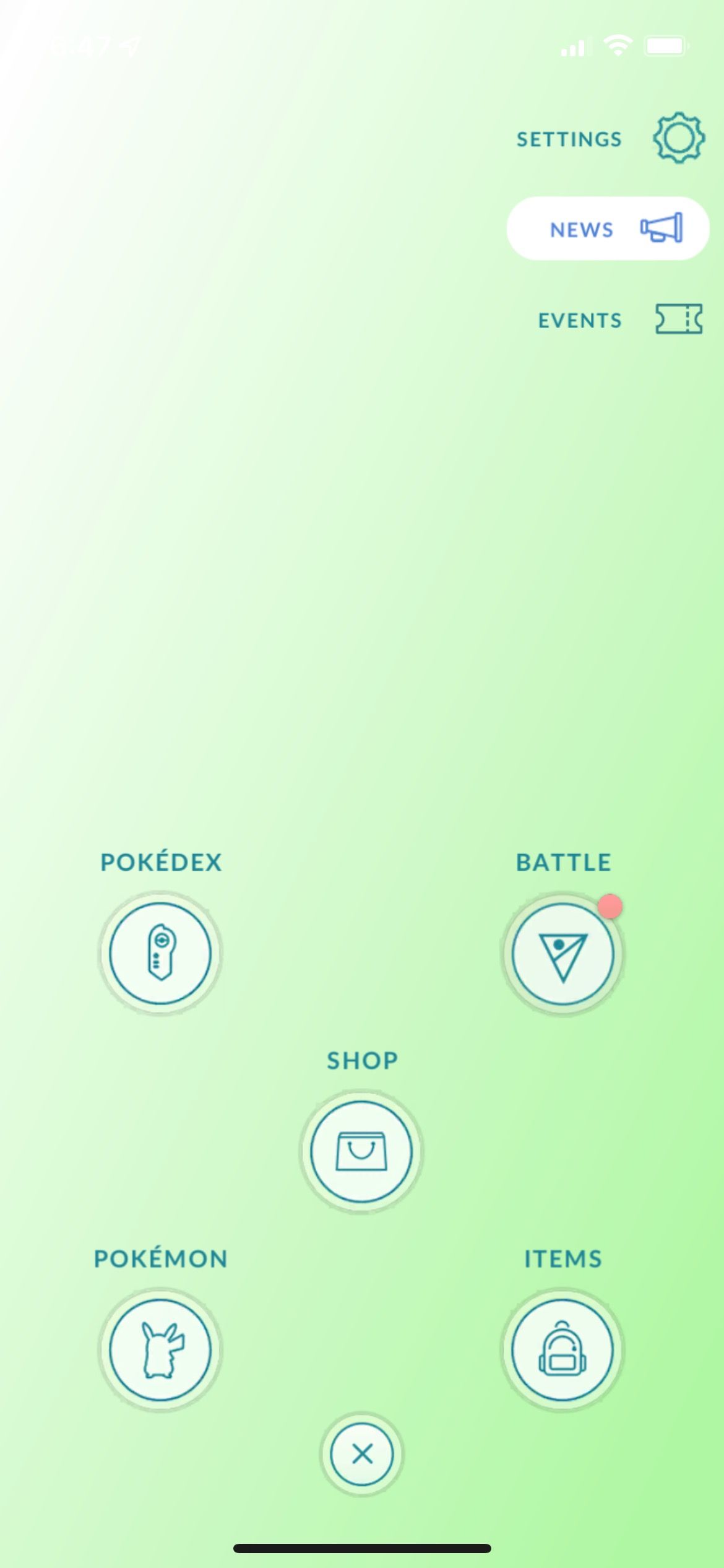Pokemon Go Options screen