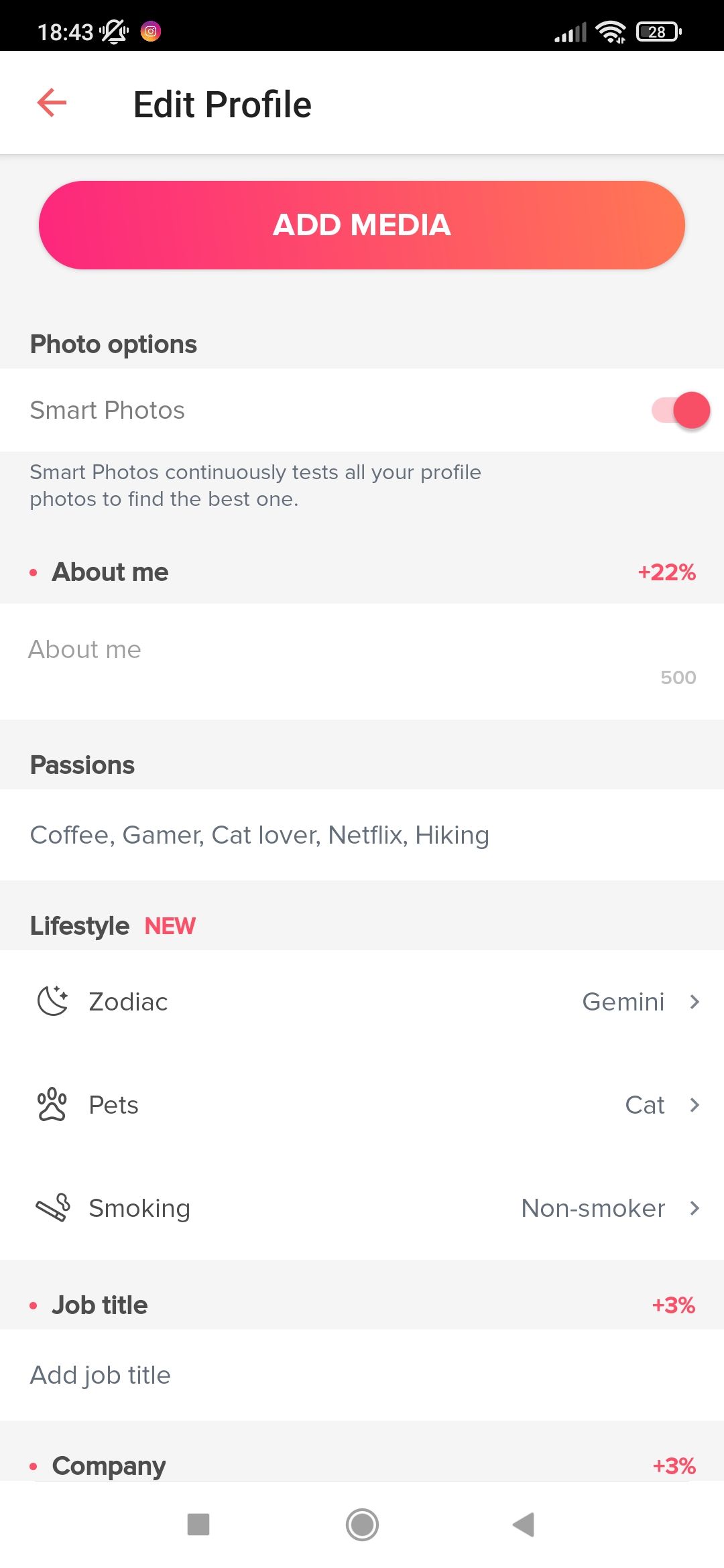Edit Tinder Profile