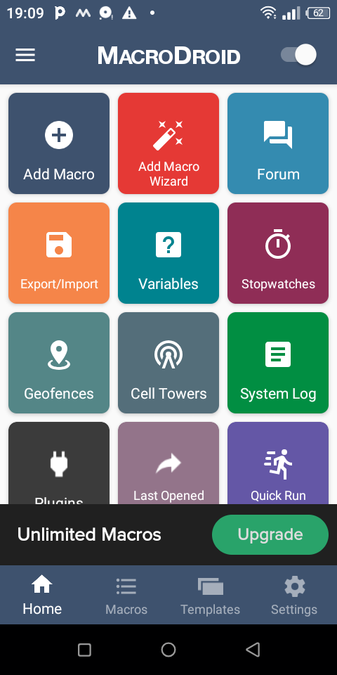 Screenshot of MacroDroid features