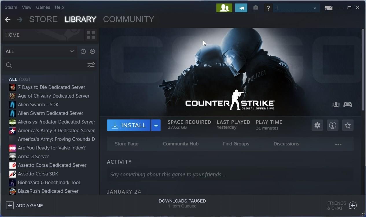 Steam install counter strike after moving acf file