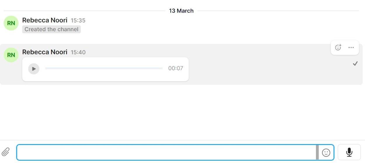 Screenshot of a recorded voice note in Stork