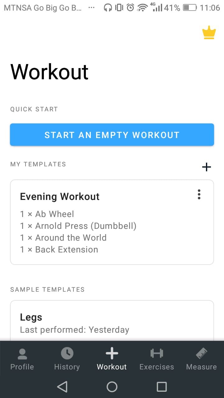 Strong app evening workout