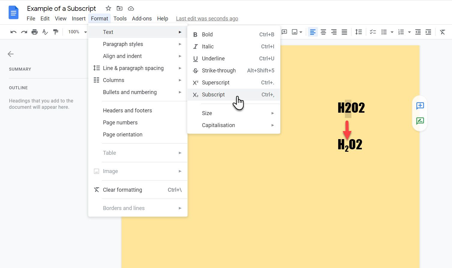 How To Use Subscript In Google Docs Mac