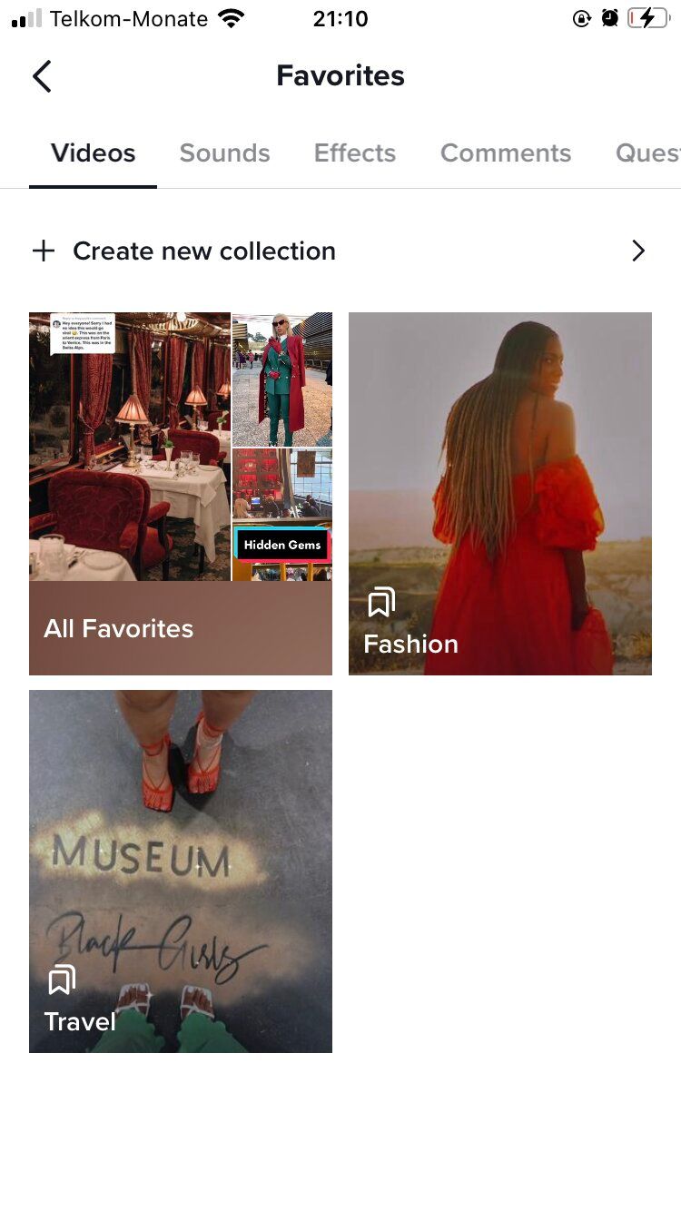 صفحه علاقه مندی های TikTok