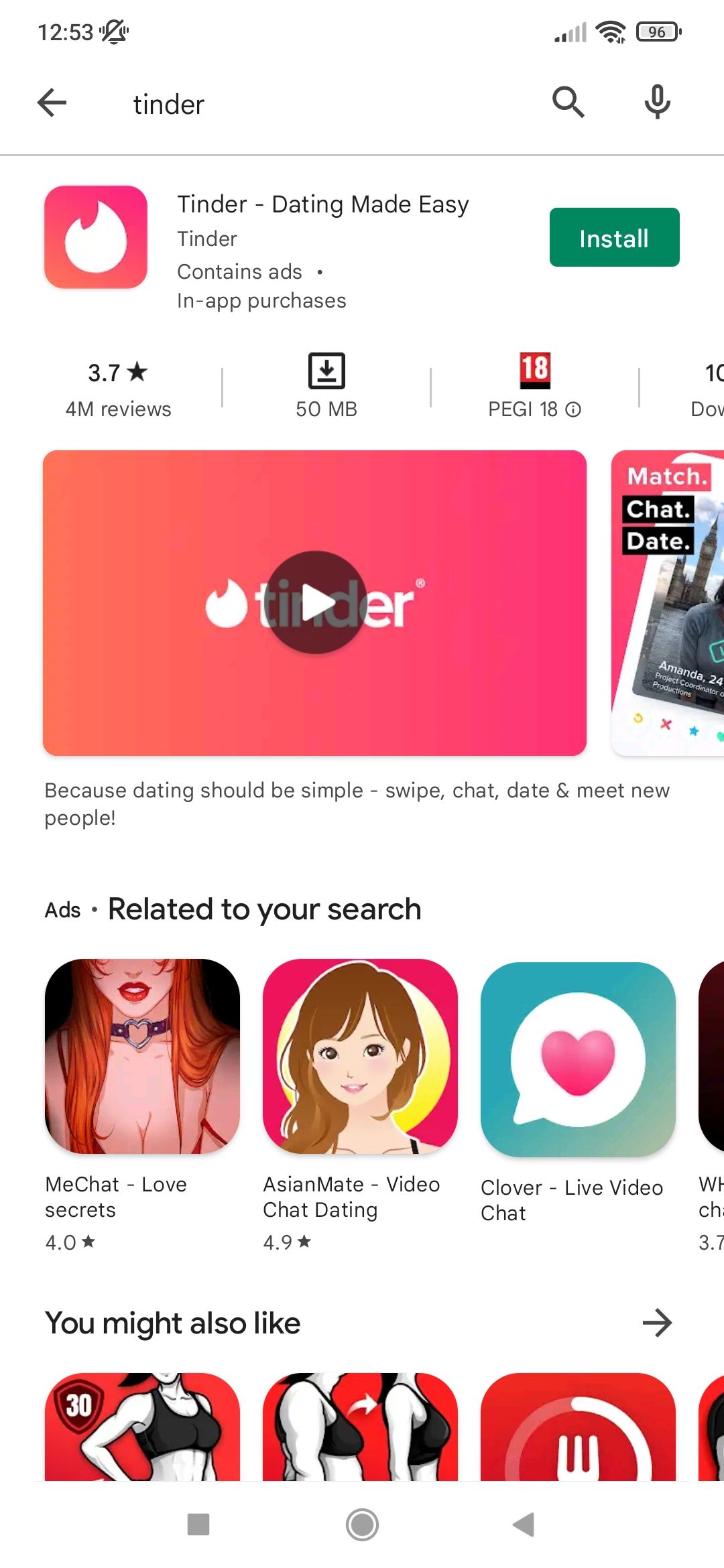 Tinder در فروشگاه Google Play