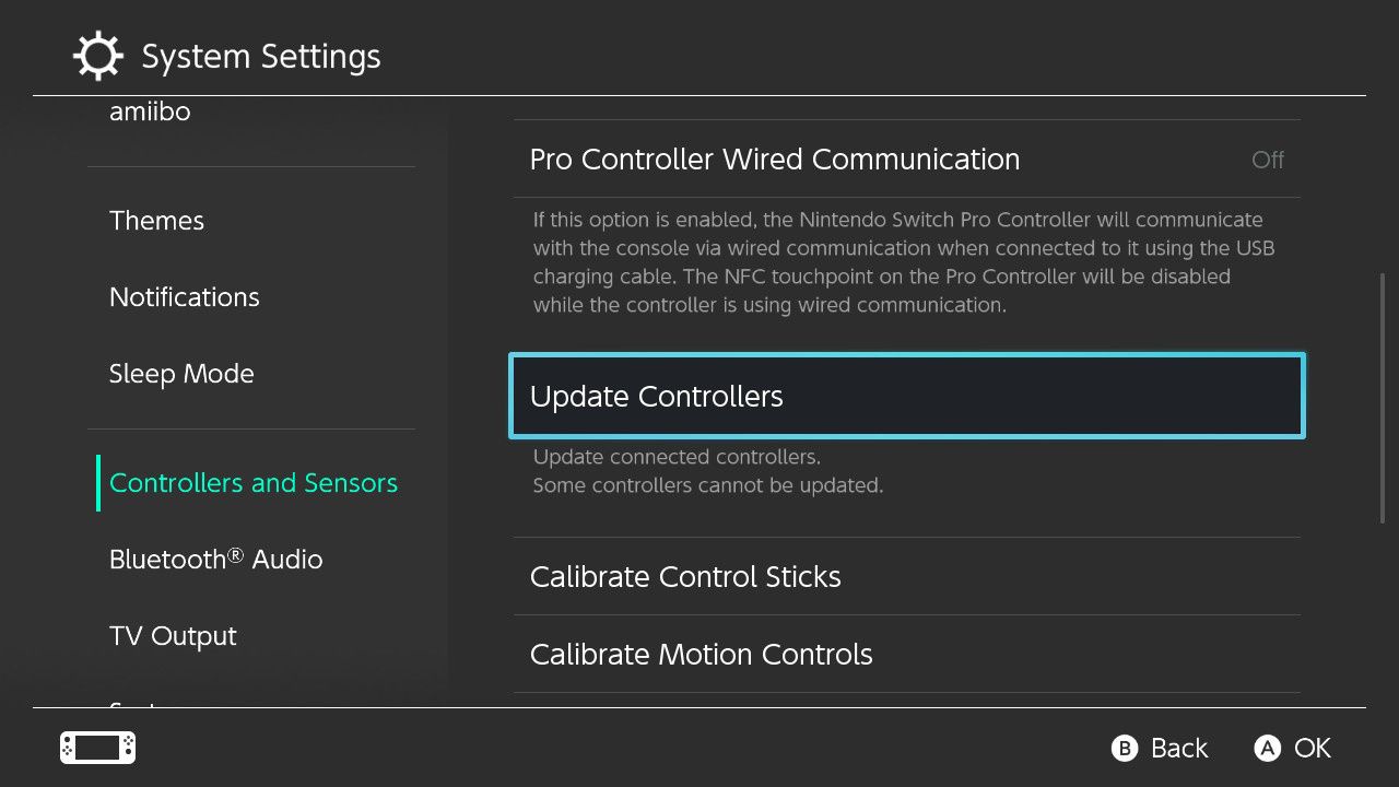 Update Drivers Option in Switch Settings
