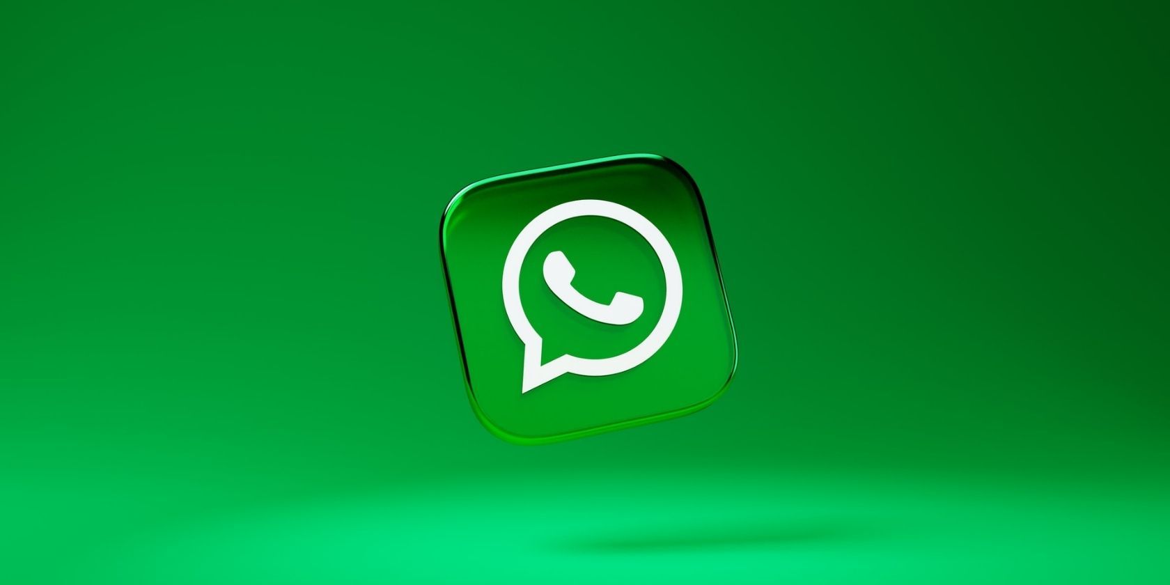 3D WhatsApp logo tilted against a green background