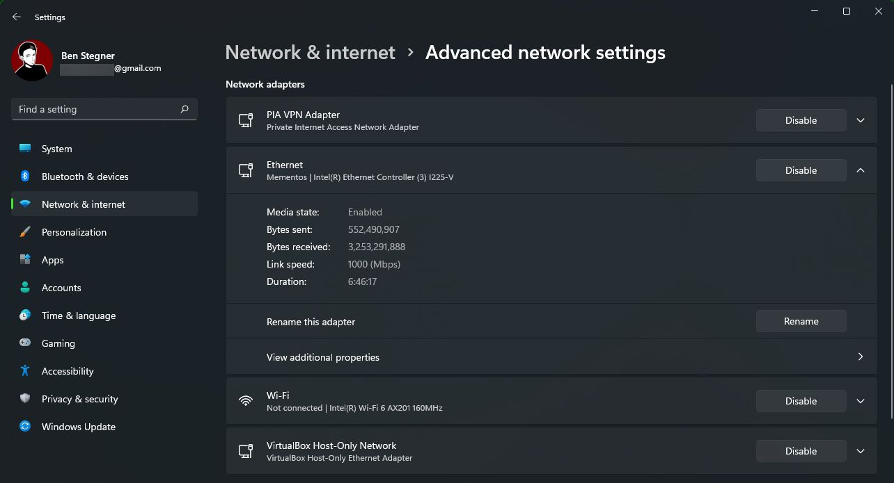 Windows 11 Network Connection IP Options