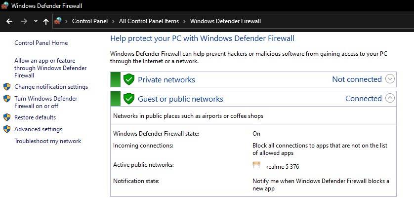 علت کار نکردن اپلیکیشن تلگرام بر روی ویندوز به همراه راهکارهای مختلف 5 Windows Defender Firewall Settings in Windows 10 Control Panel 1.jpg?q=50&fit=crop&w=1500&dpr=1
