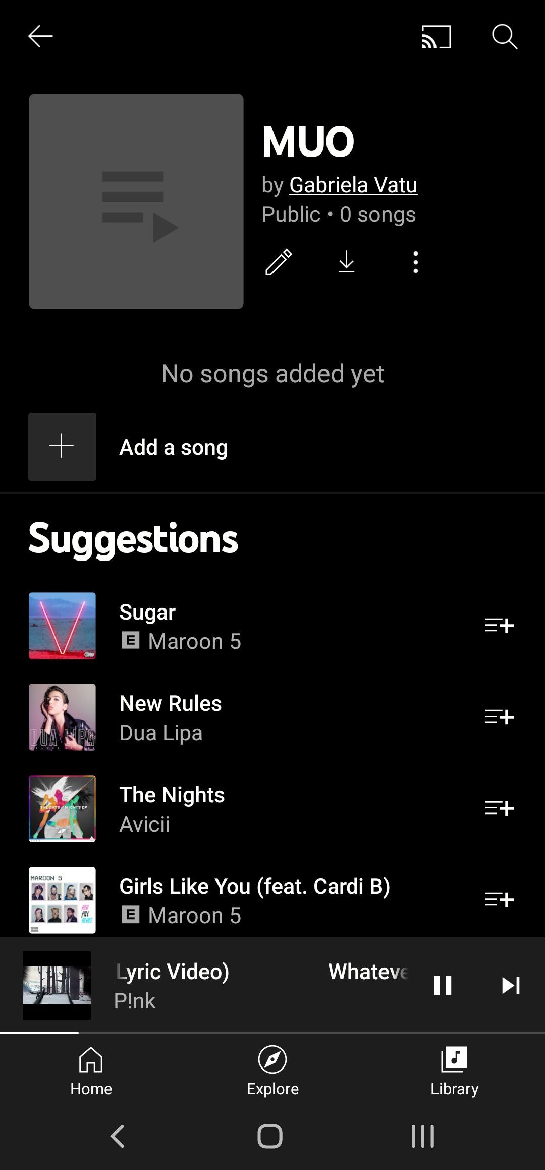 YouTube Music Library Playlists songs