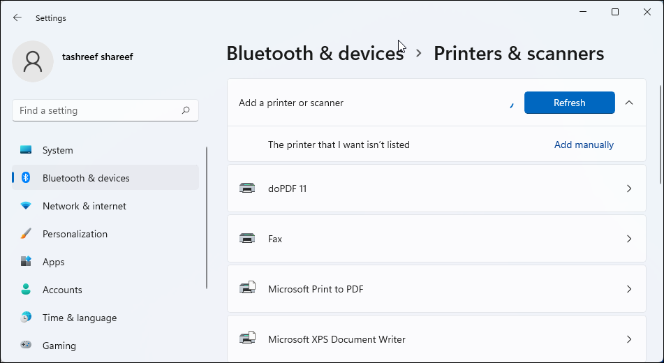 add local printer network with manual settings