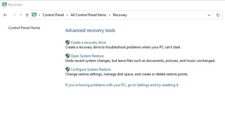 advanced recovery tools in Windows