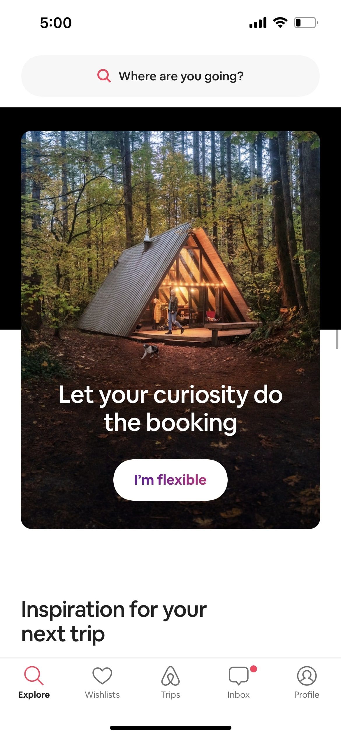 airbnb app i'm flexible feature