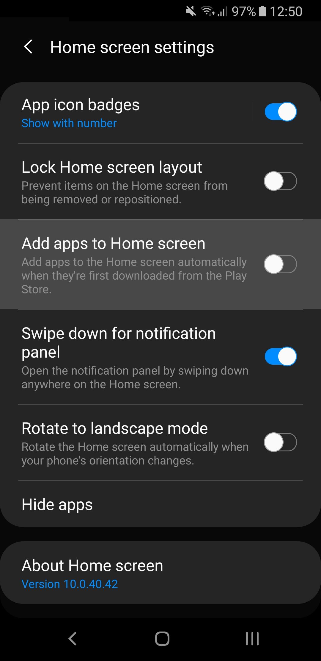 android home screen settings