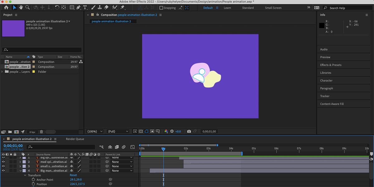 اسکرین شات نمایش انیمیشن در Adobe After Effects
