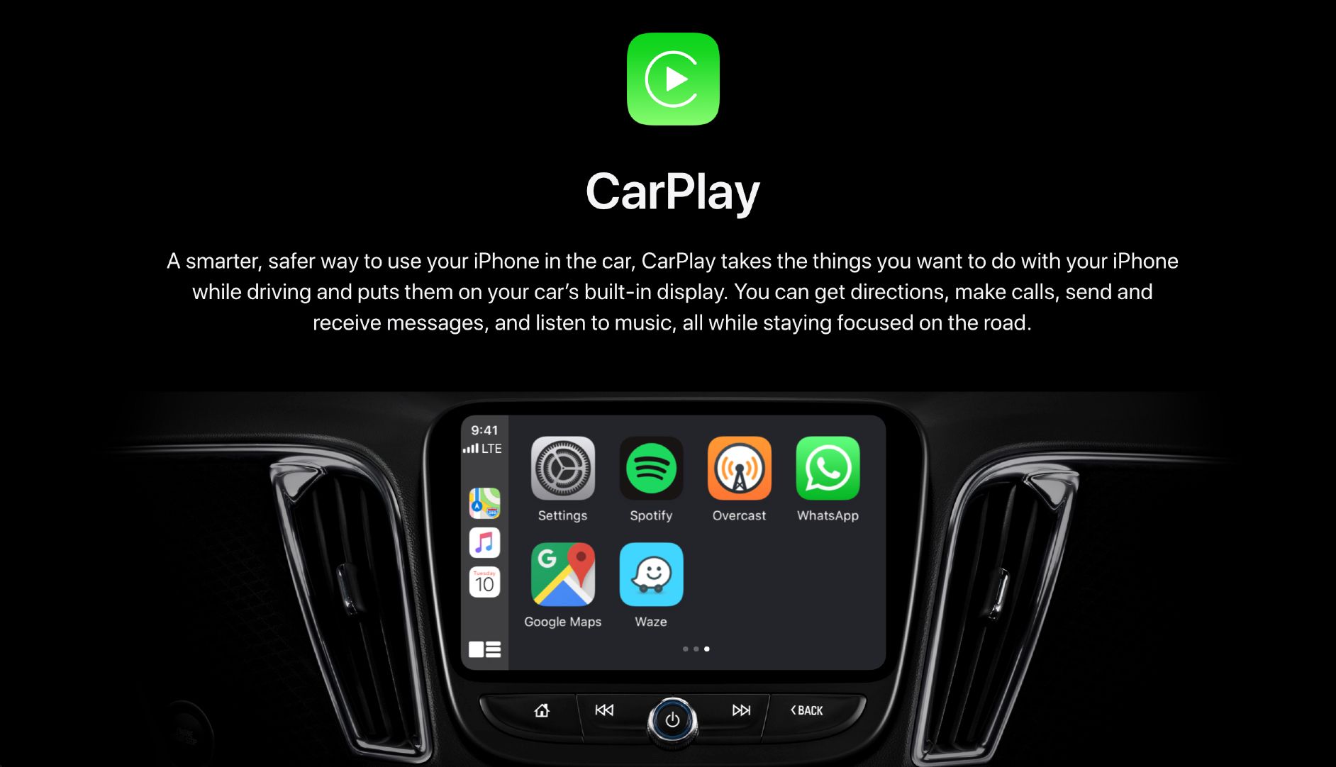 apple car play in car dashboard