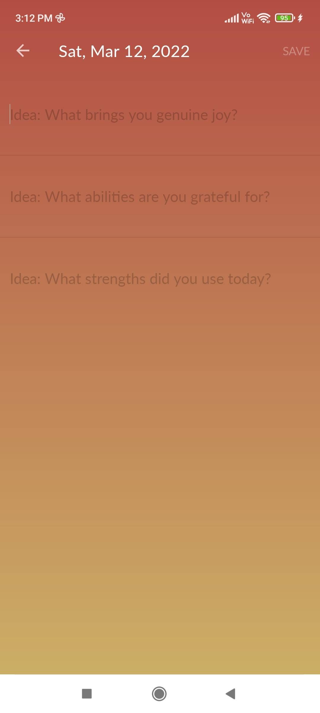 Delightful gives you randomly generated prompts for gratitude journaling inspiration