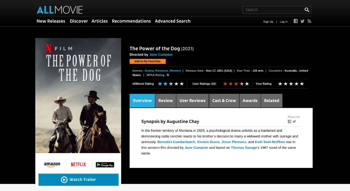 AllMovie is the second oldest movie database after IMDb, and tries to give you the basic information you want to know while keeping it simple
