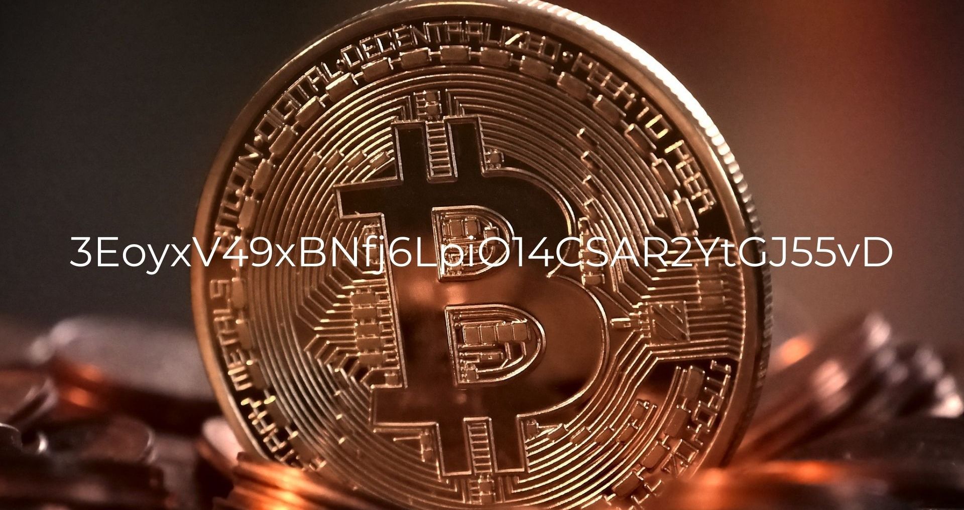 bitcoin dorado detrás de una dirección de billetera aleatoria 