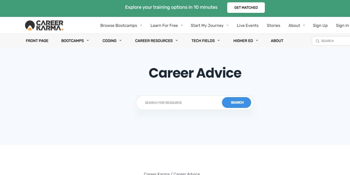 career karma website screenshot