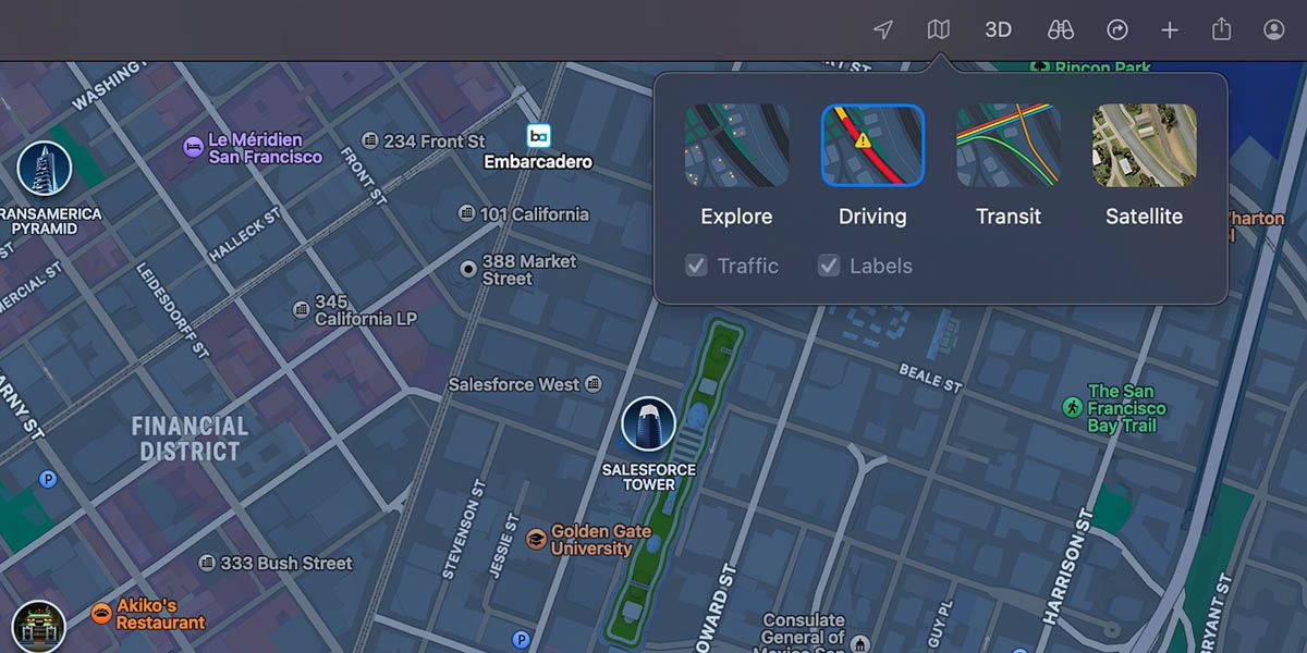 Change map mode in Apple Maps