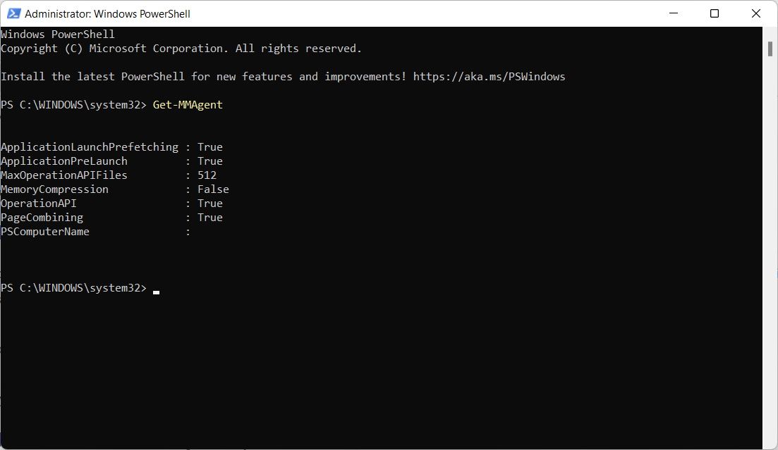 بررسی فشرده سازی حافظه در PowerShell.
