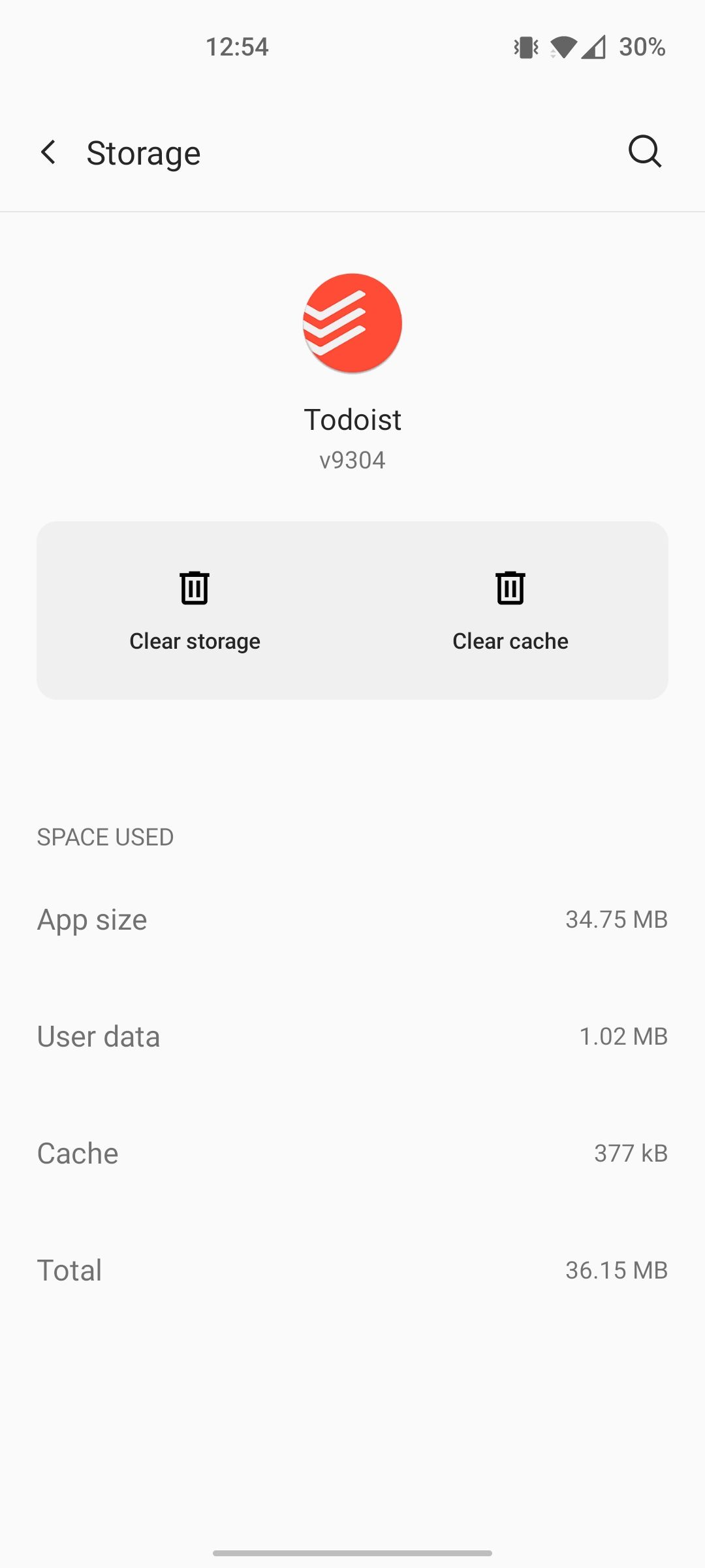 Options to clear app data and cache