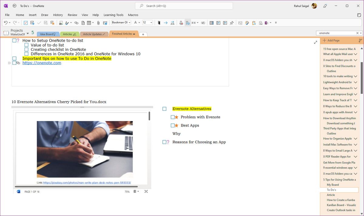 cloud attachment of Word Document OneNote2021