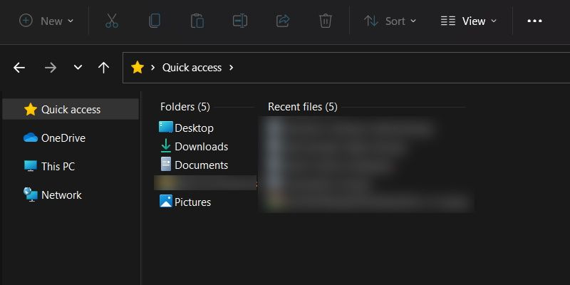 File Explorer in Windows 11 with compact view enabled