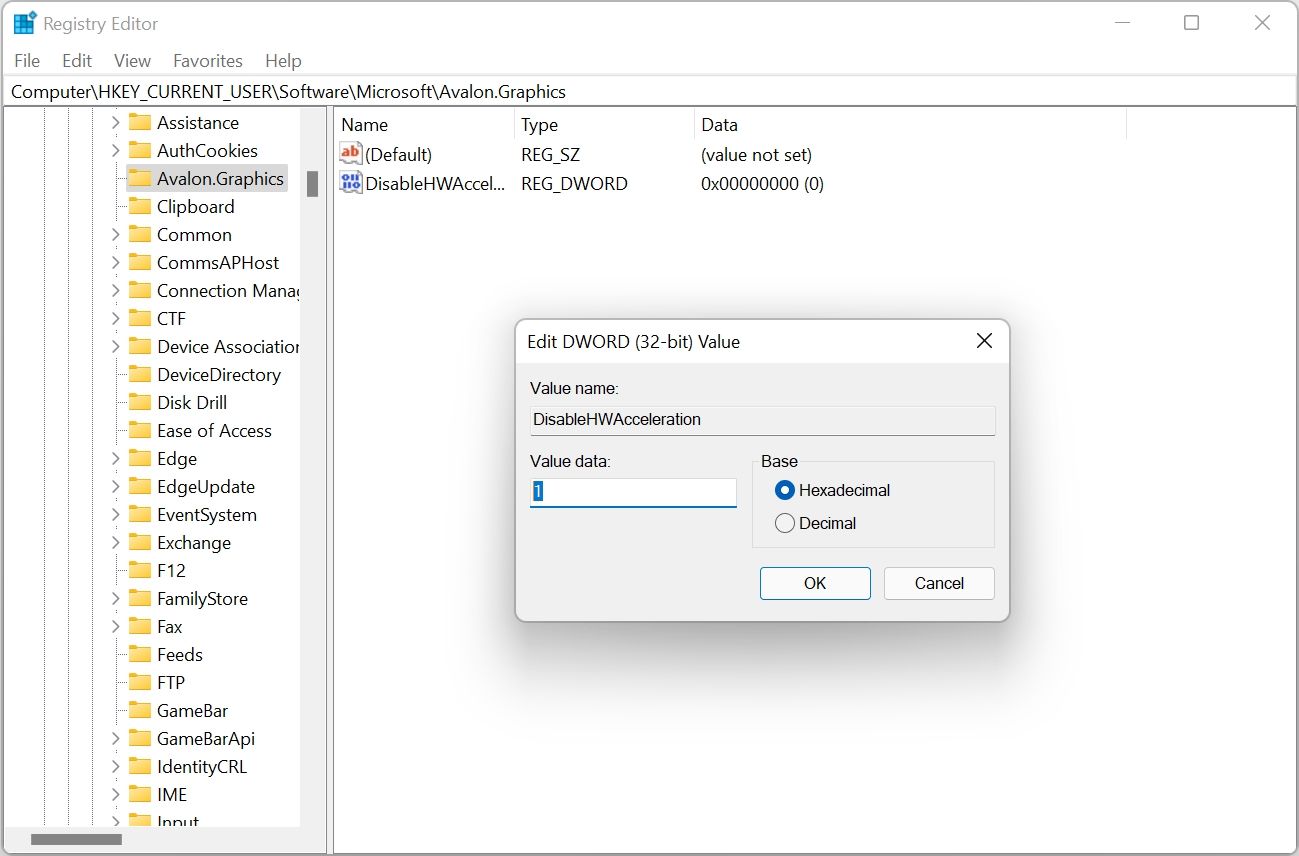 Registry Editor in Windows 11.
