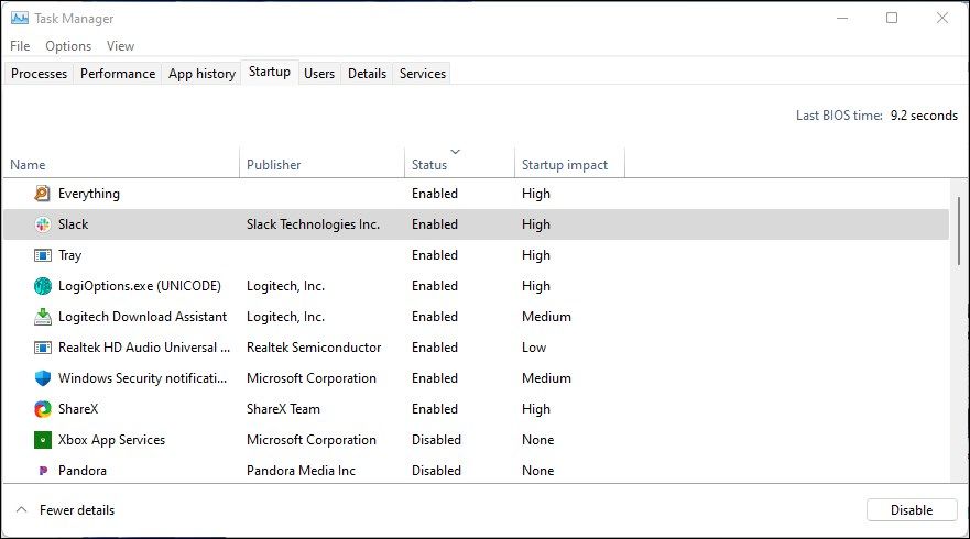 Disabling Startup apps in Windows 11