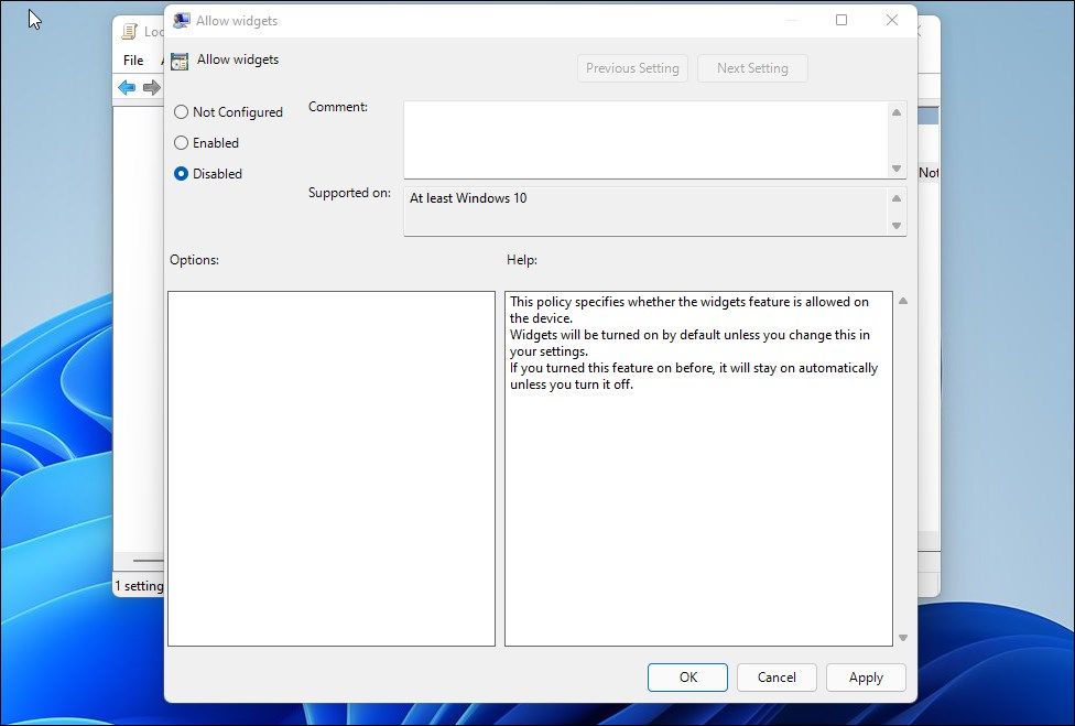 disable widgets windows 11 group policy editor