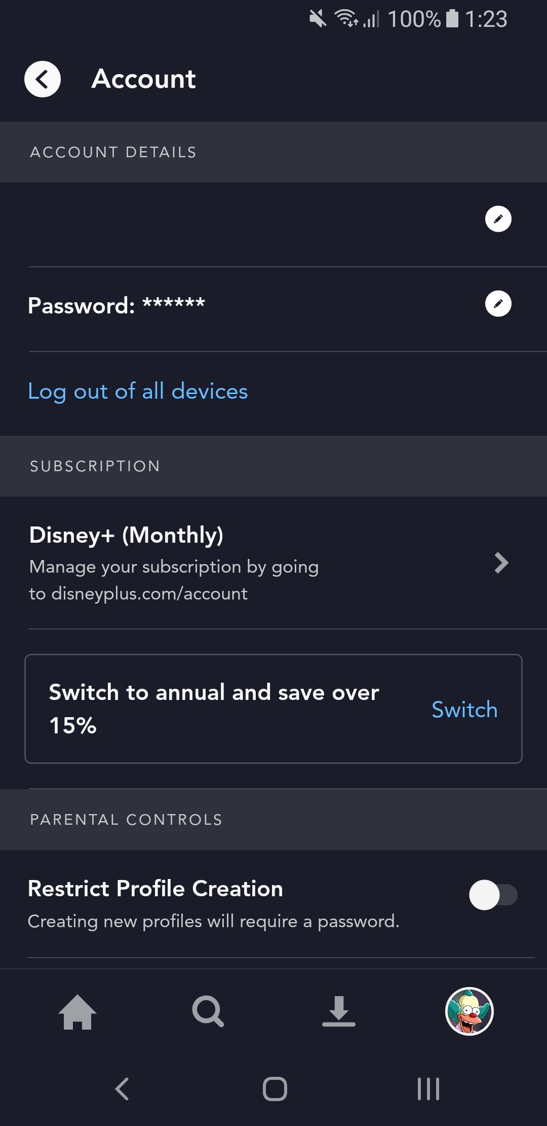 Disney Mobile Account Page 
