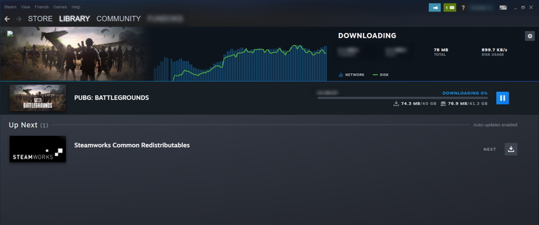Halaman unduhan Steam dengan unduhan PUBG