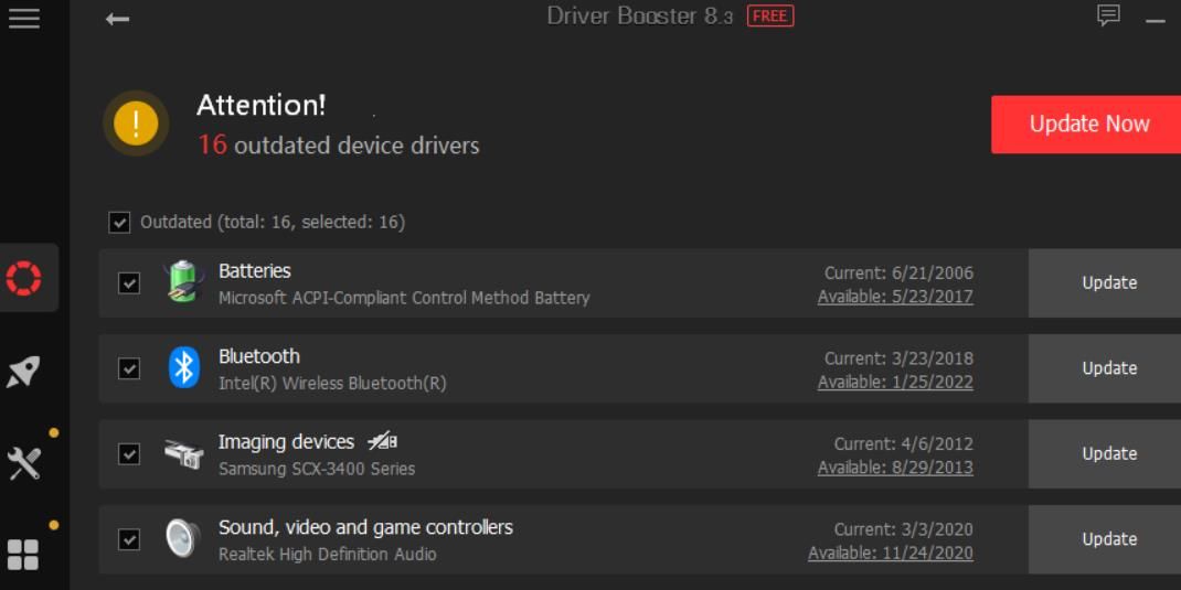 The Driver Booster software 