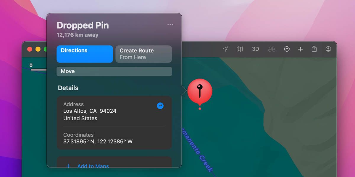 Dropped pin details on Apple Maps
