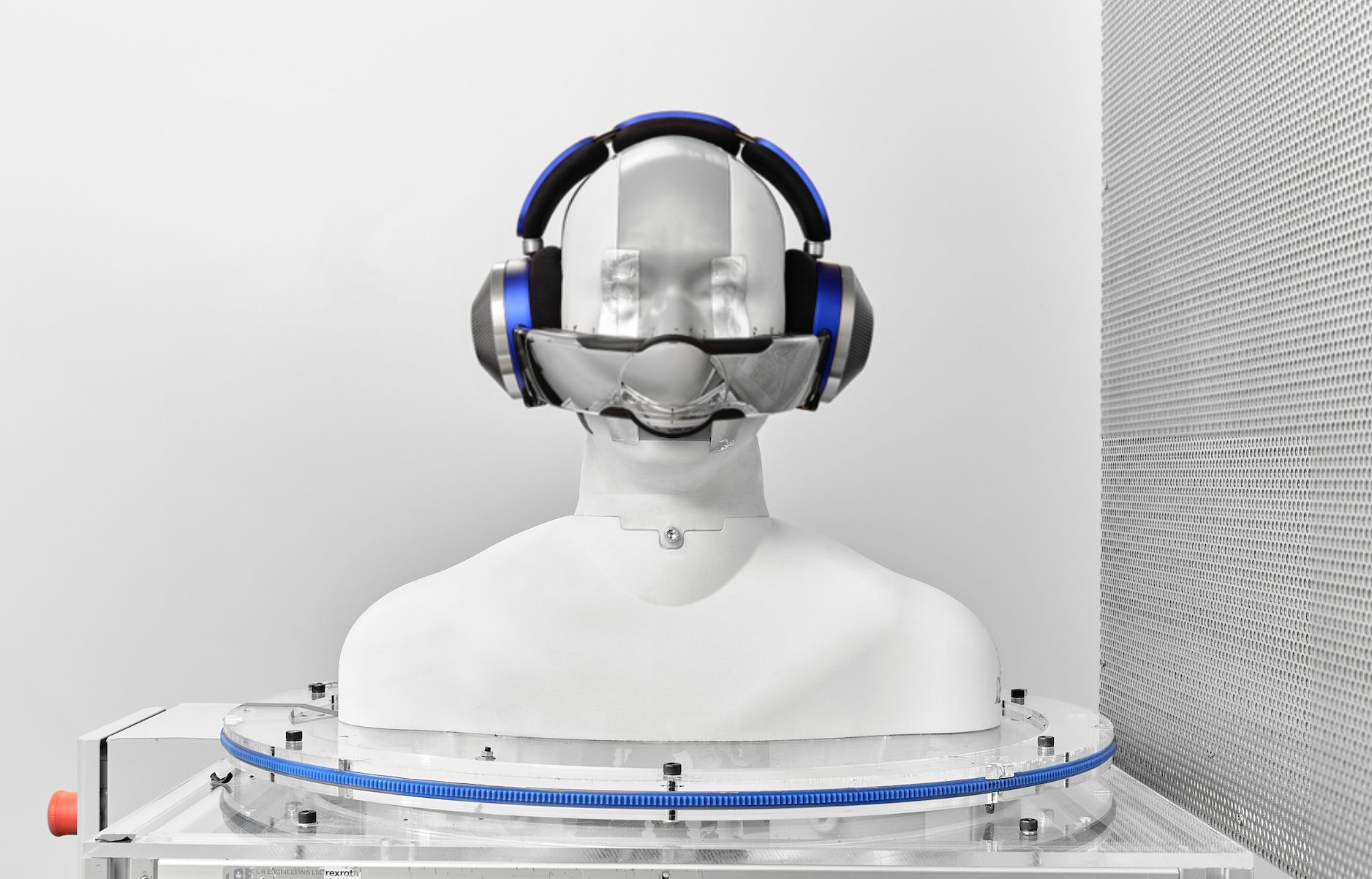 dyson zone anc headphones on white realistic human head torso