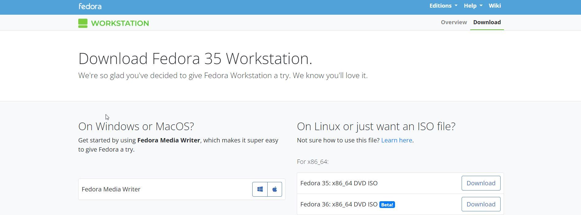 Fedora Download Page